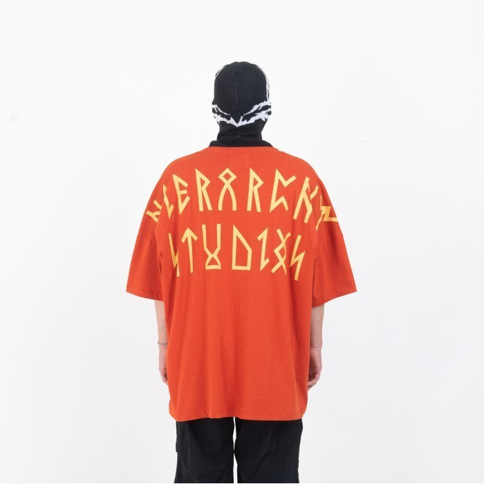 Runic Wide Logo Oversized T-Shirt Brick Red