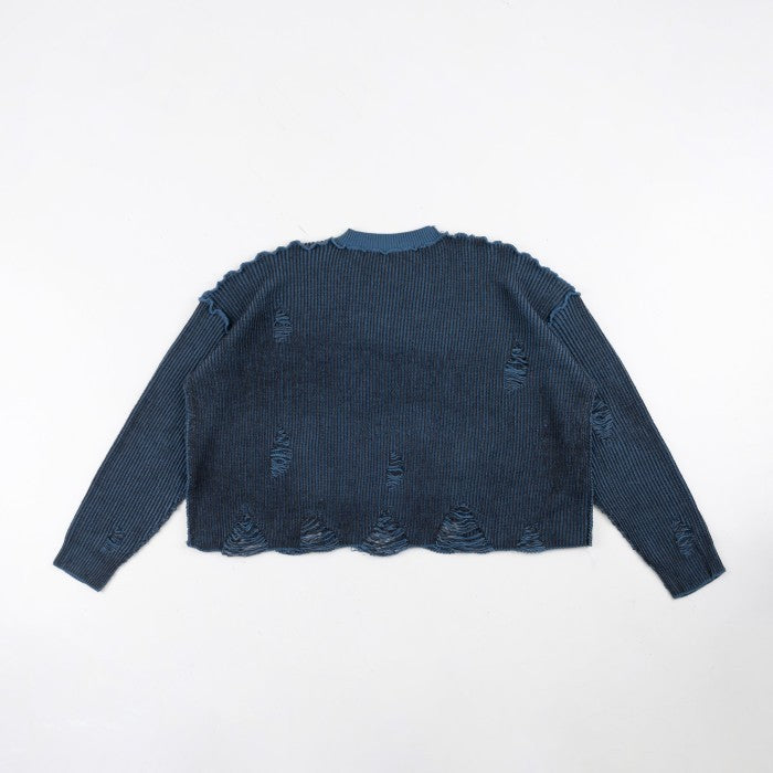 Distressed Blue Flux Oversized Knit Sweater