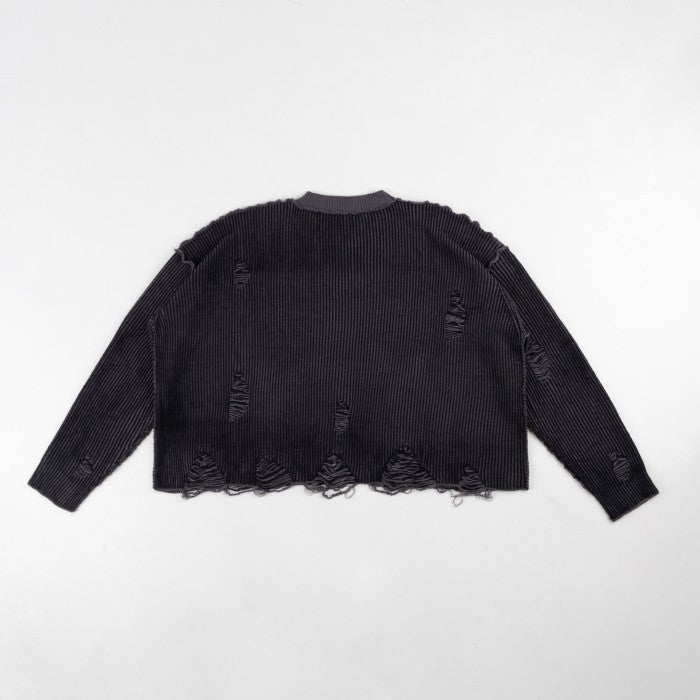 HIERARCHY STUDIOS Chroma - Distressed Dark Grey Flux Oversized Knit Sweater