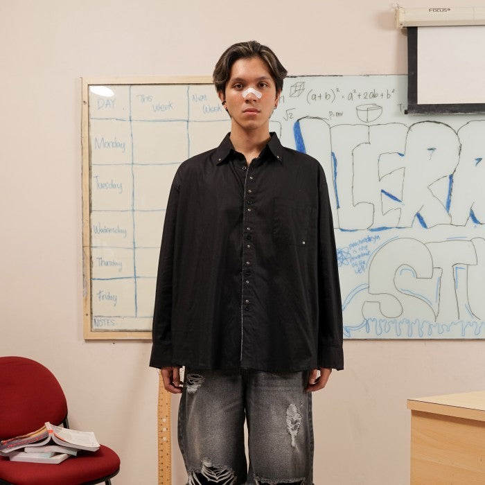 HIERARCHY STUDIOS Unruled - Black Eyelet Oversized Shirt
