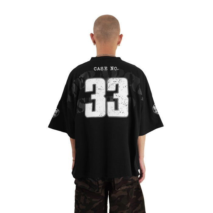 HIERARCHY STUDIOS Unsolved - Black Case 33 Rugby Boxy Oversized T-Shirt