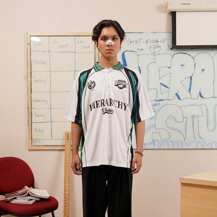 HIERARCHY STUDIOS Unruled - Ivory Rugby Oversized Polo Jersey