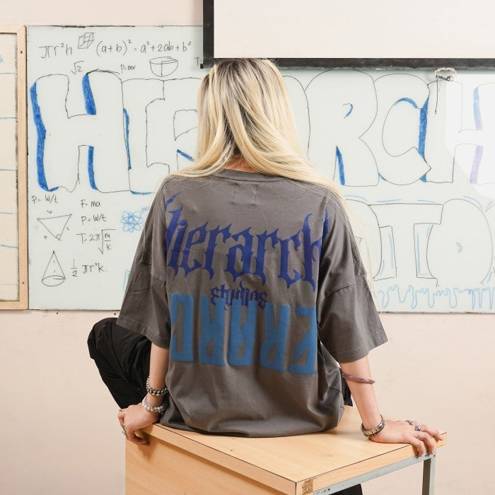 HIERARCHY STUDIOS Unruled - Dark Grey Mirror Wide Oversized T-Shirt