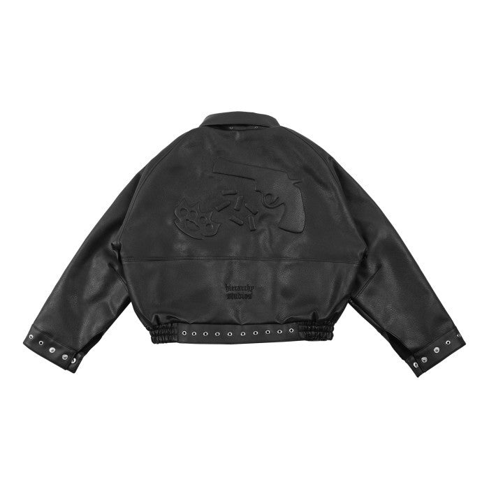 HIERARCHY STUDIOS Unsolved - Black Evidence Boxy Leather Jacket