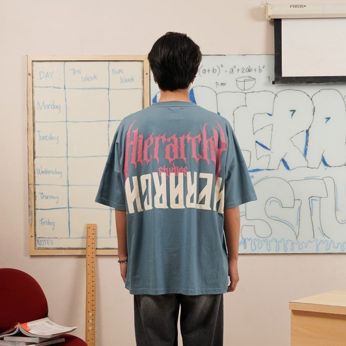 HIERARCHY STUDIOS Unruled - Blue Mirror Wide Oversized T-Shirt