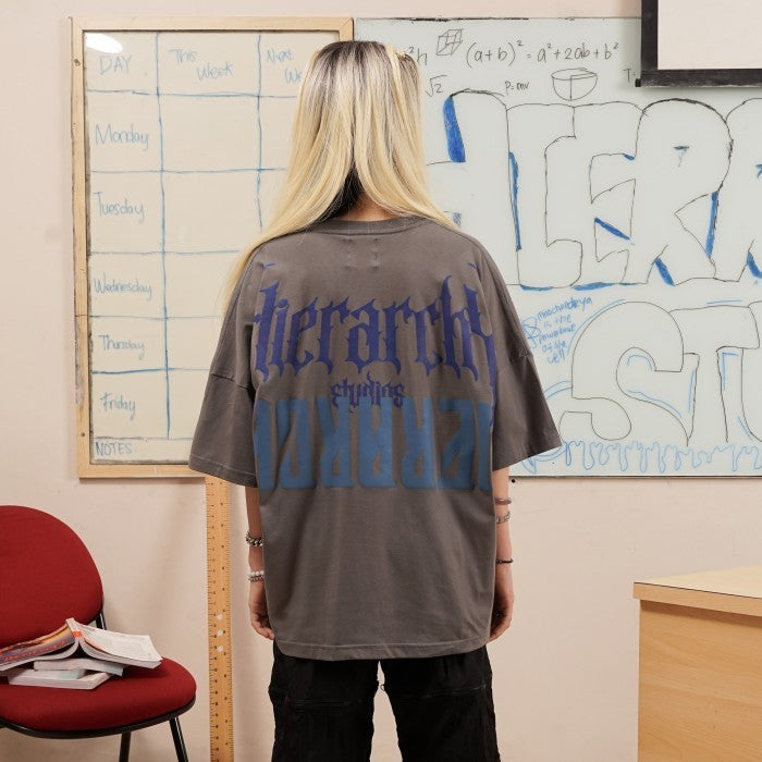 HIERARCHY STUDIOS Unruled - Dark Grey Mirror Wide Oversized T-Shirt
