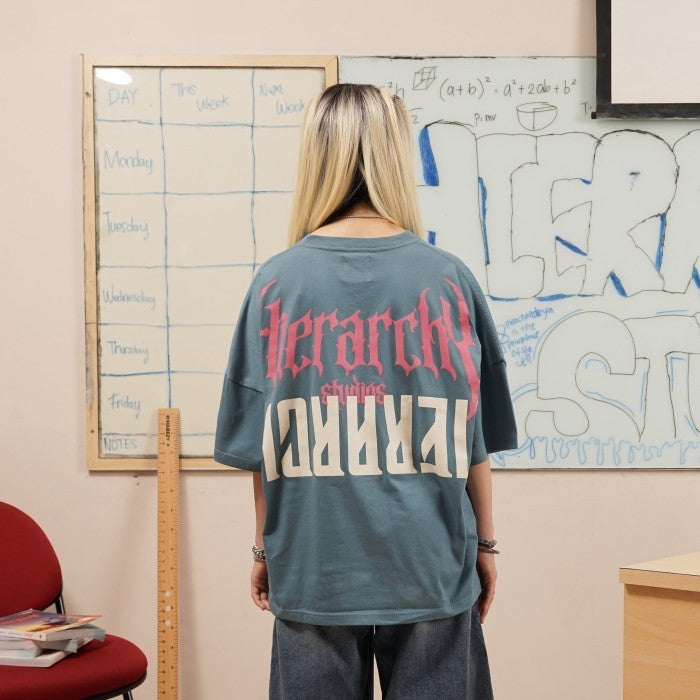 HIERARCHY STUDIOS Unruled - Blue Mirror Wide Oversized T-Shirt