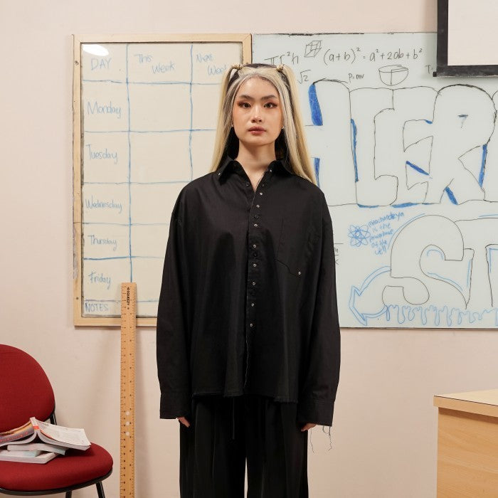 HIERARCHY STUDIOS Unruled - Black Eyelet Oversized Shirt