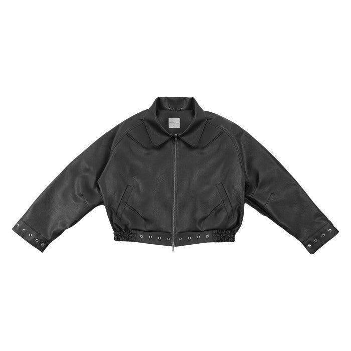 HIERARCHY STUDIOS Unsolved - Black Evidence Boxy Leather Jacket