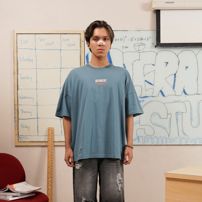 HIERARCHY STUDIOS Unruled - Blue Mirror Wide Oversized T-Shirt