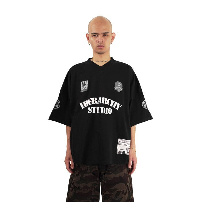 HIERARCHY STUDIOS Unsolved - Black Case 33 Rugby Boxy Oversized T-Shirt