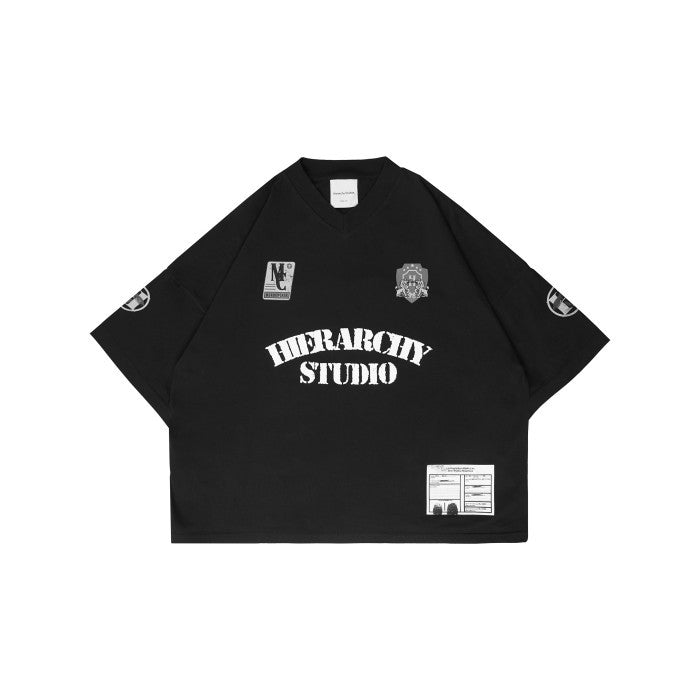 HIERARCHY STUDIOS Unsolved - Black Case 33 Rugby Boxy Oversized T-Shirt