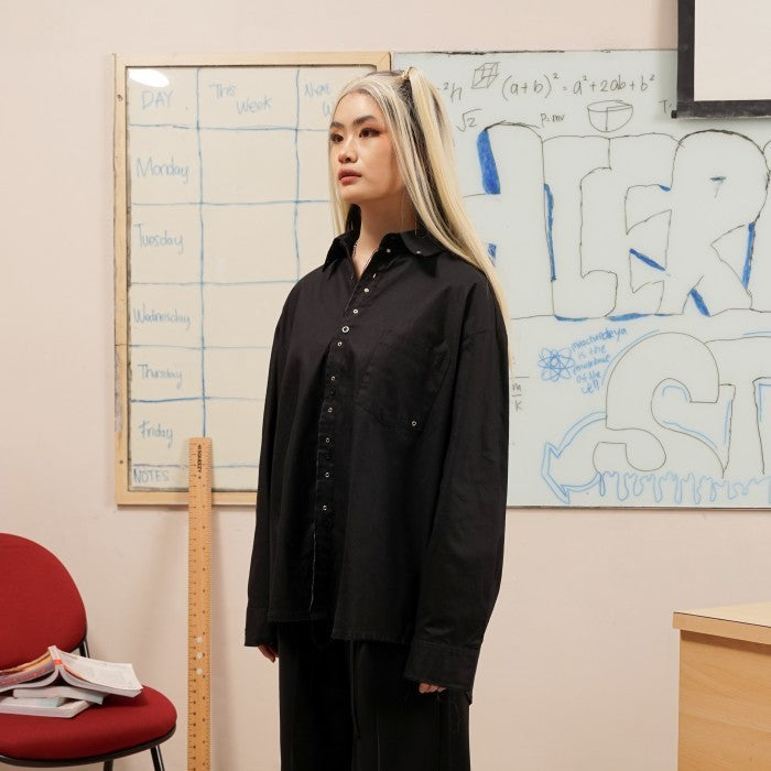 HIERARCHY STUDIOS Unruled - Black Eyelet Oversized Shirt