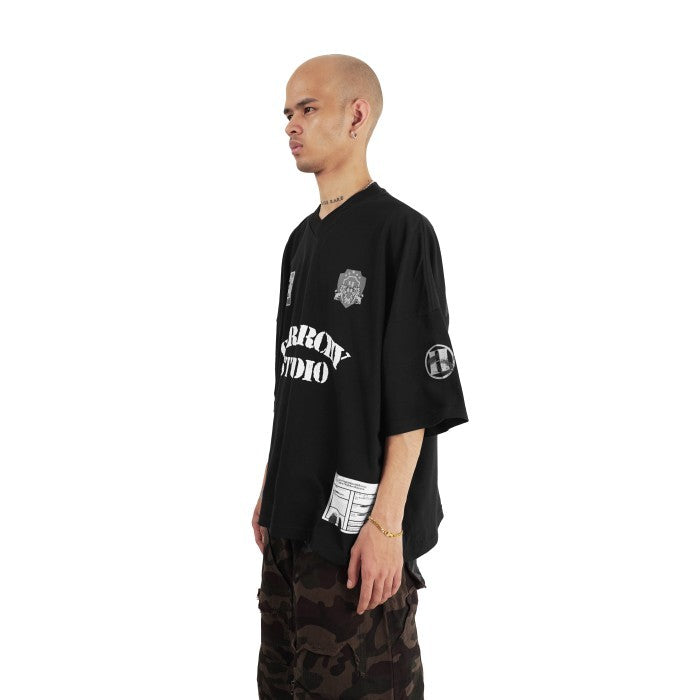 HIERARCHY STUDIOS Unsolved - Black Case 33 Rugby Boxy Oversized T-Shirt