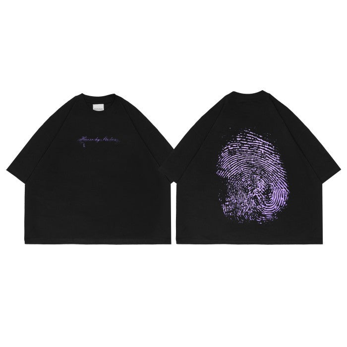 HIERARCHY STUDIOS Unsolved - Washed Black Fingerprint Boxy Oversized T-Shirt