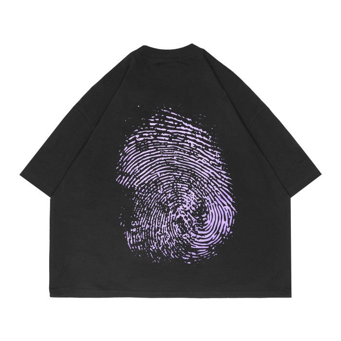 HIERARCHY STUDIOS Unsolved - Washed Black Fingerprint Boxy Oversized T-Shirt
