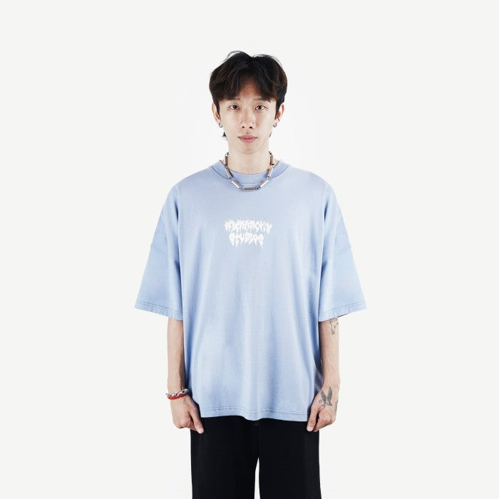 HIERARCHY STUDIOS TMTNW - Blue Burnout Wide Oversized T-Shirt