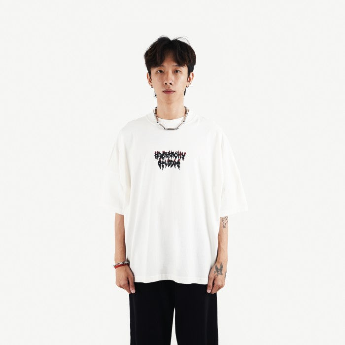 HIERARCHY STUDIOS TMTNW - White Burnout Wide Oversized T-Shirt