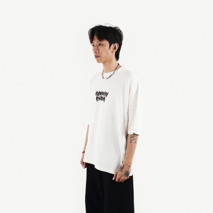 HIERARCHY STUDIOS TMTNW - White Burnout Wide Oversized T-Shirt