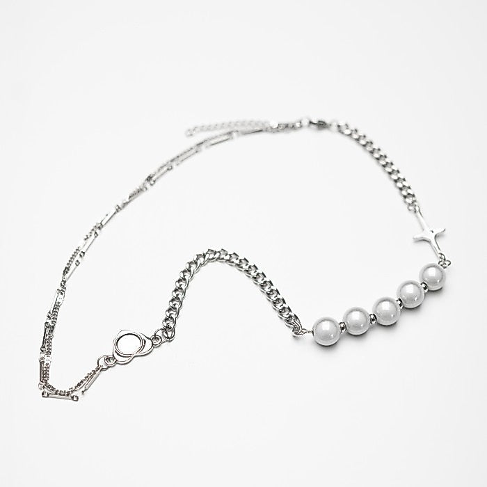 Hierarchy Studios - Cross Pearl Necklace