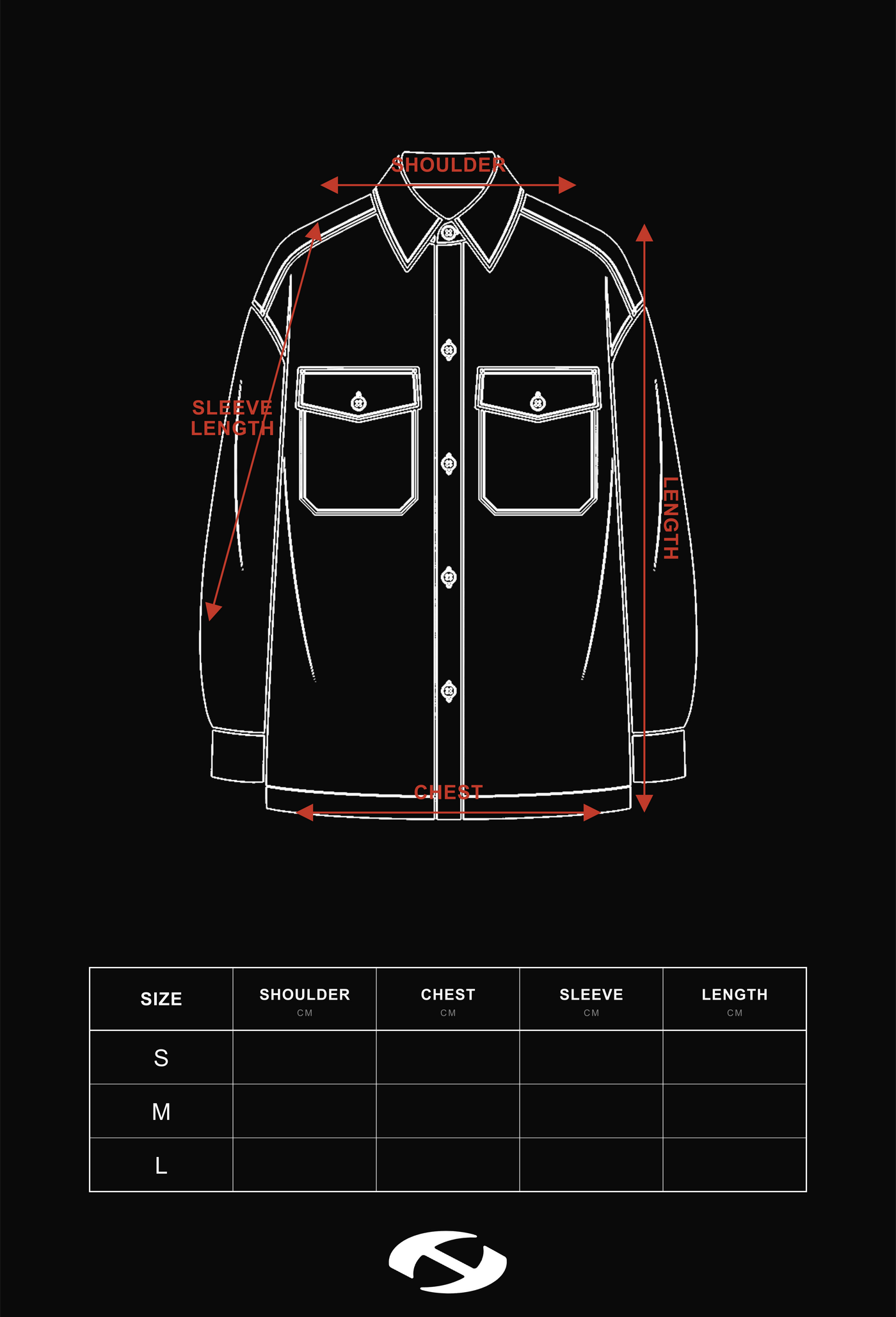 Size guide for Hierarchy Studios CR - Grey CR999 PVC Nylon Jacket