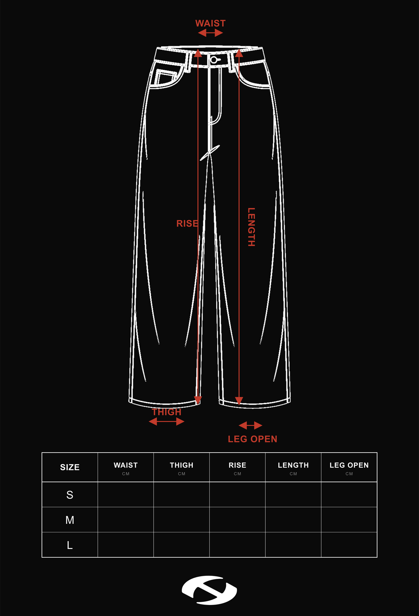 Size guide for Hierarchy Studios FS - Black Four Stripes Short Pants