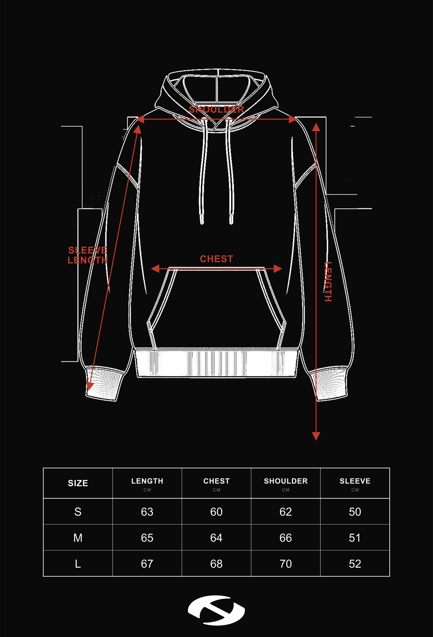 Size guide for Black Sovereign Oversized Sweatshirt
