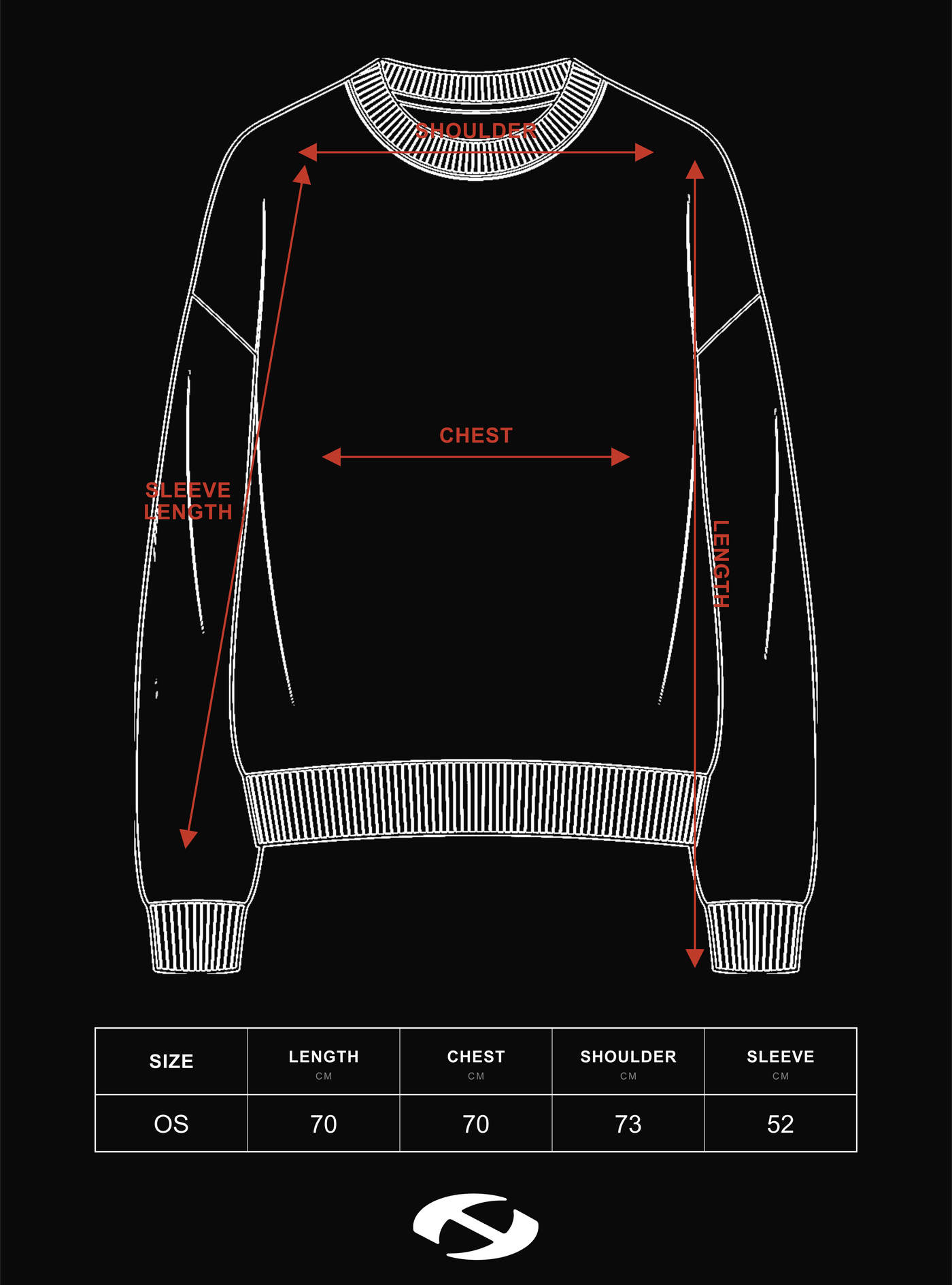 Size guide for HIERARCHY STUDIOS New Error - Blue Fluid Wide Oversized Knit Sweater