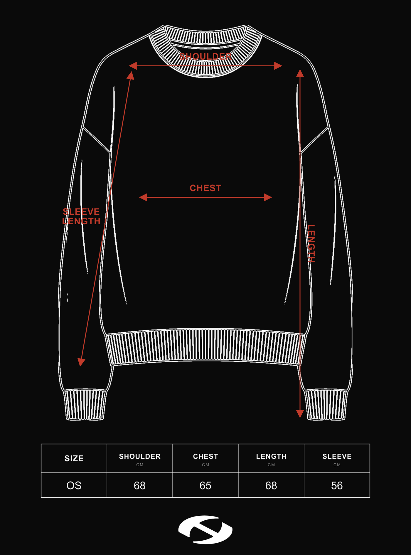 Size guide for Black Throne Oversized Knit Sweater
