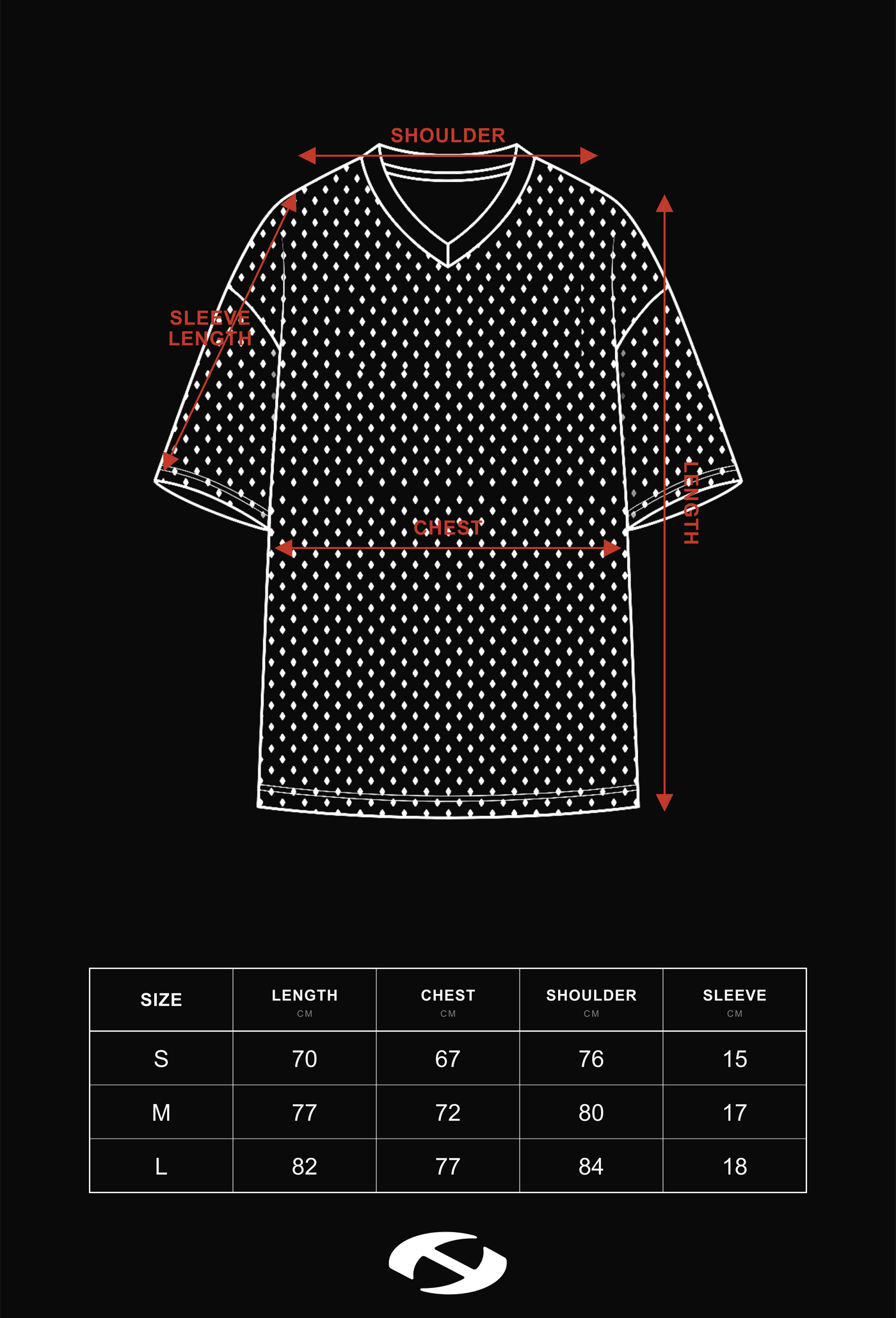 Size guide for HIERARCHY STUDIOS Spellbound 2.0  - Blue Wicked Wide Oversized Mesh Jersey