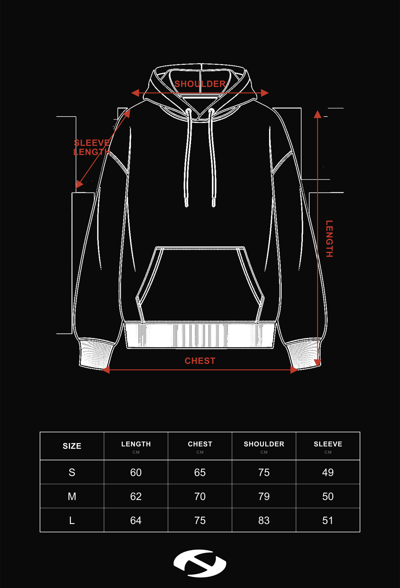 Size guide for Black Spellcaster Crop Oversized Hoodie