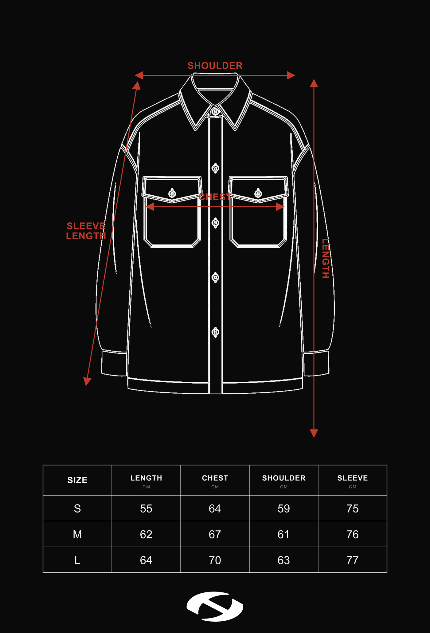 Size guide for HIERARCHY STUDIOS Unsolved - Camo Oversized Jacket