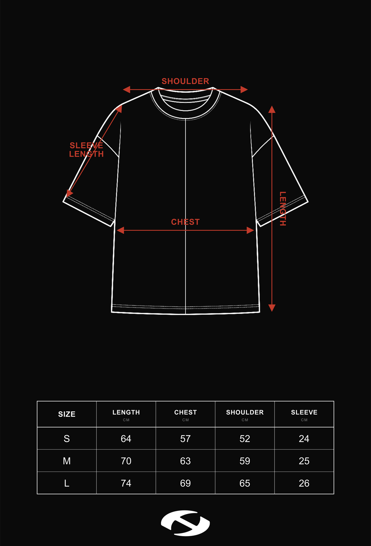 Size guide for Washed Decayed Flower Oversized T-Shirt Black